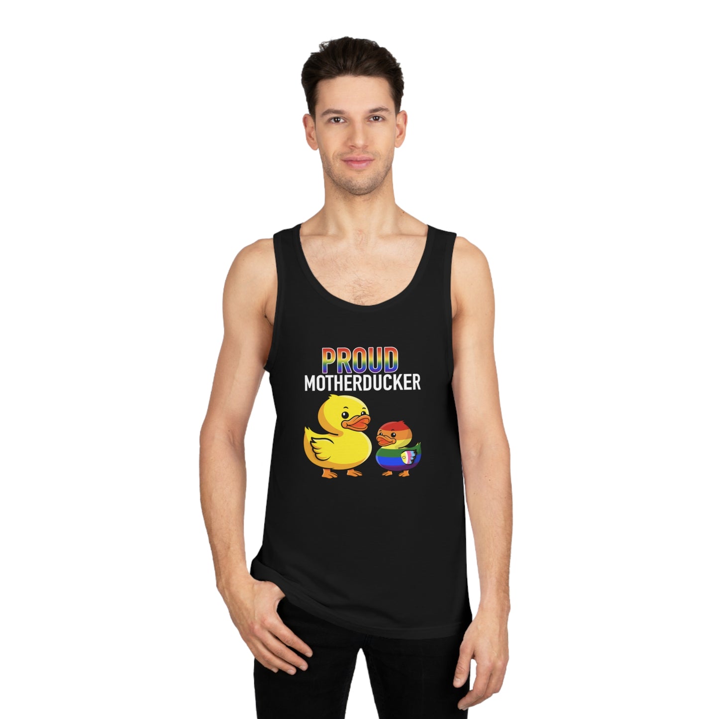 Proud Motherducker Tank Top, LGBTQ+ Pride Apparel, Funny Summer Style, Unisex Graphic Tee